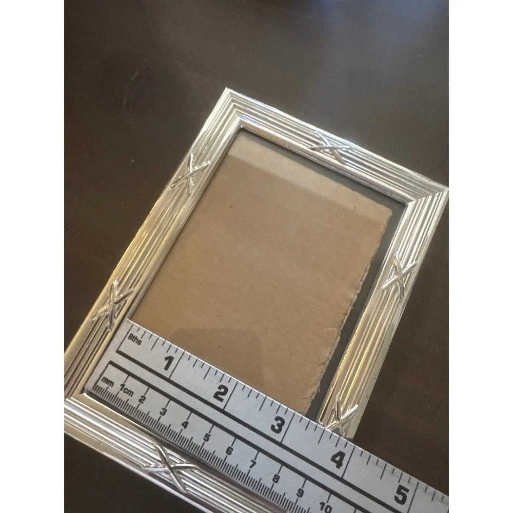 Argento SC Silver Ribbed Picture Frame 4x6 Crisscross X Design Tabletop Decor